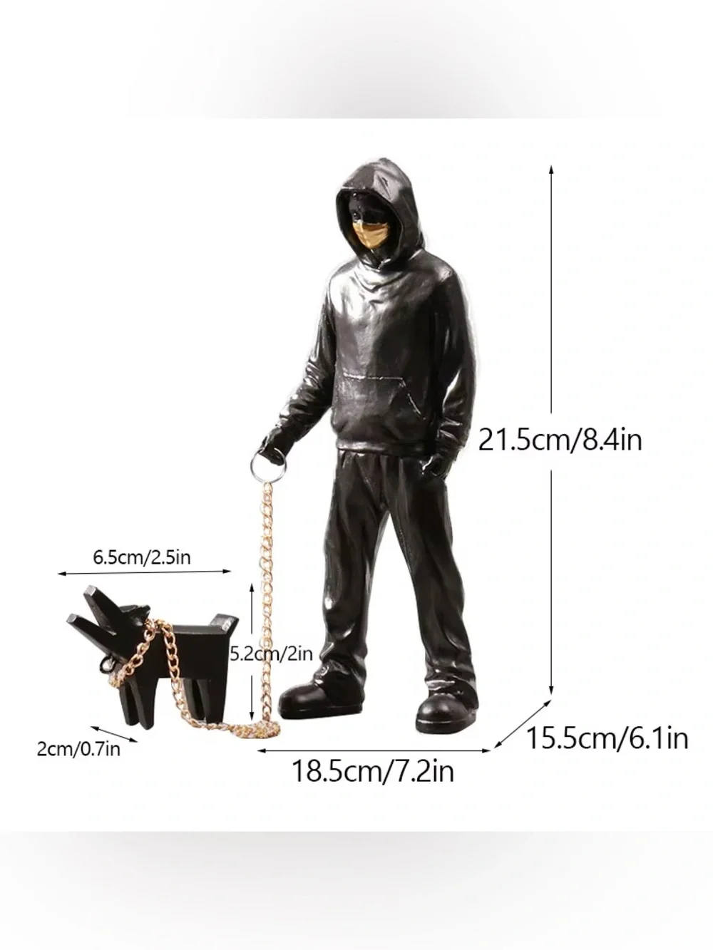 Men's Black Hoodie & Dog Chain Sculpture Accessory